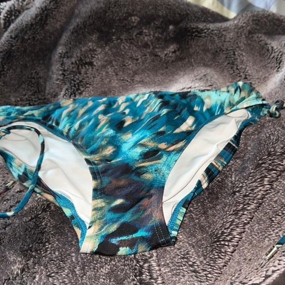 Calvin Klein  turquoise tropical one piece bikini swimsuit Sz M - Picture 3 of 10